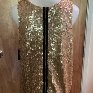 NWT Holiday Vince Camuto Gold Sequin Loose Tank Top M